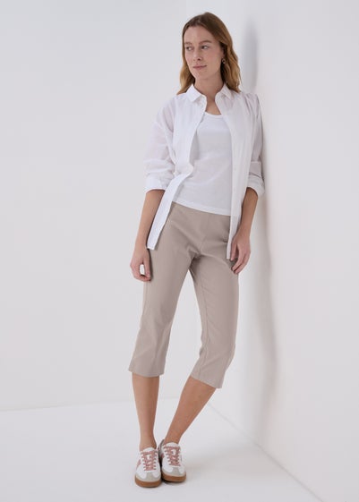 Stone Bengaline Crop Trousers