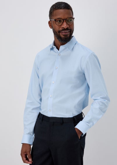 Taylor & Wright Blue Textured Regular Fit Shirt
