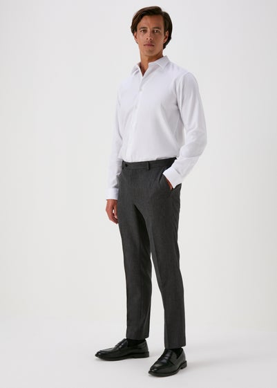Taylor & Wright Charcoal Albert Tailored Fit Trousers - 32 Waist 29 Leg