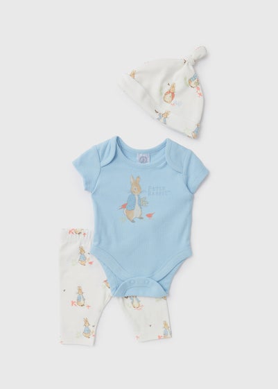 Baby Peter Rabbit Cream 3 Piece Bodysuit Leggings & Hat Set (Newborn-18mths) - Newborn
