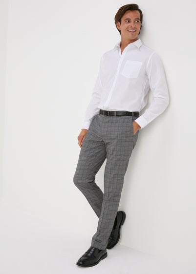 Taylor & Wright Grey Nelson Checked Tailored Fit Trousers - 32 Waist 29 Leg