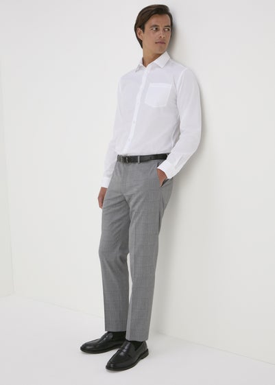 Taylor & Wright Grey Caramel Check Slim Fit Formal Trousers