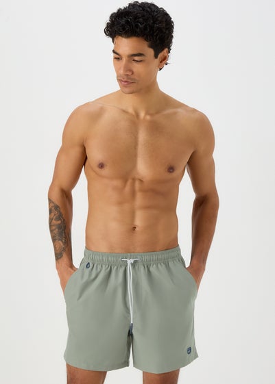 Khaki Embroidered Swim Shorts