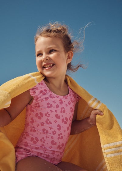 Girls Pink Leopard Swimsuit (1-7yrs)