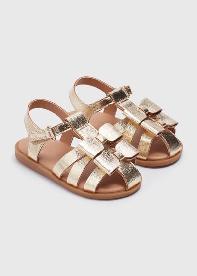 Girls Gold Bow Caged Sandals (Younger 4-12)