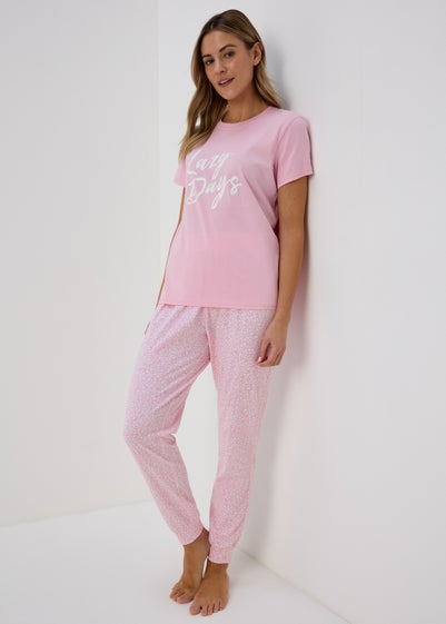 Pink Floral Print Pyjama Bottoms - Small