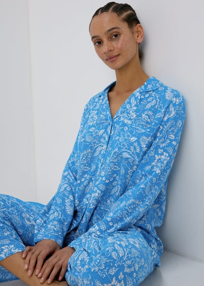 Blue Viscose Pyjama Set - Size 10