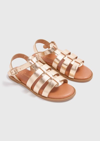 Girls Gold Gladiator Sandals (Younger 10- Older 5)