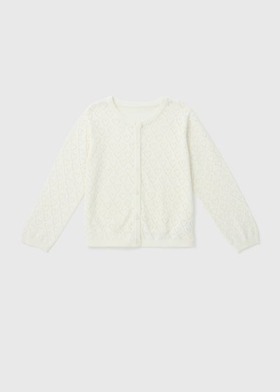 Girls Cream Pointelle Cardigan