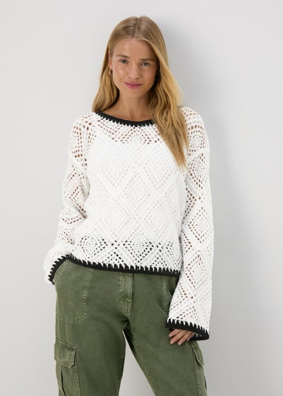 Ivory Overstitch Crotchet Jumper