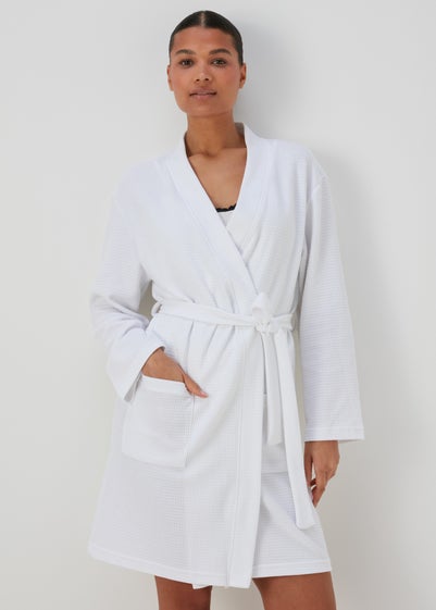 White Waffle Dressing Gown - Small
