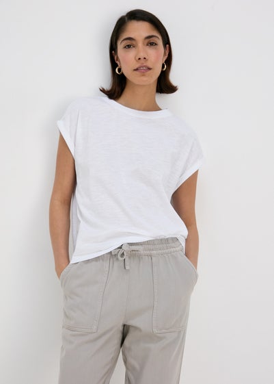 White Relaxed Plain T-Shirt - Small