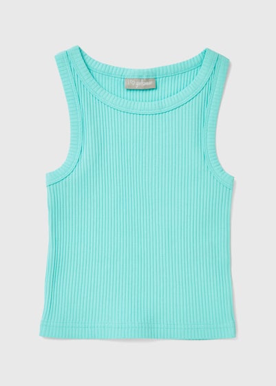 Girls Aqua Ribbed Vest (7-15yrs)