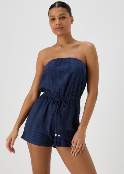 Navy Cutwork Playsuit - Small