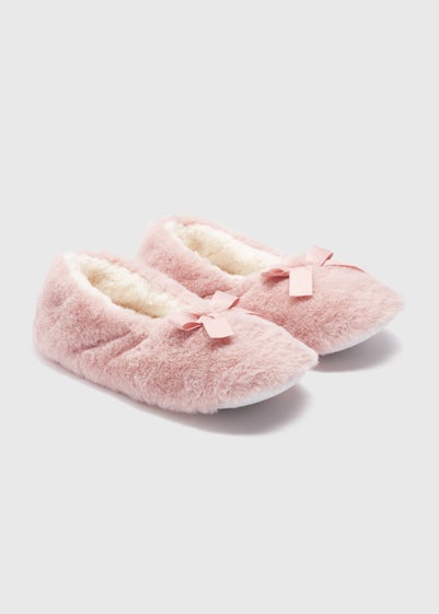 Pink Faux Fur Slipper Socks - Small