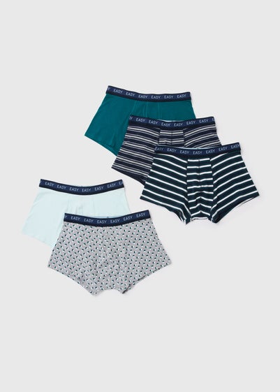 Easy 5 Pack Blue Diamond Geo Print Boxers