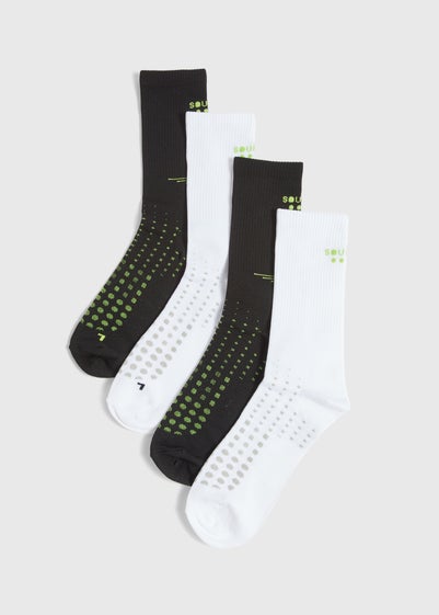 Souluxe 4 Pack Black Mono Sports 
Socks