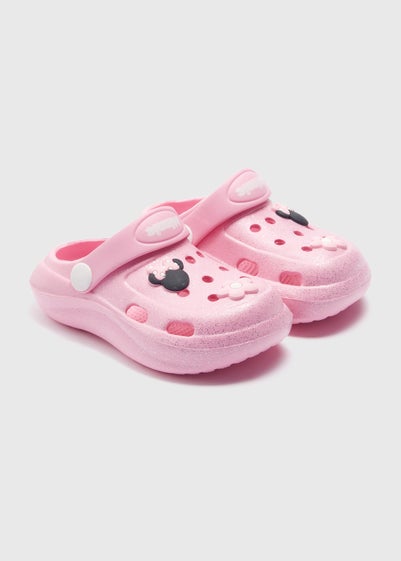 Disney Kids Pink Minnie Mouse Badge Clogs (Younger 4-12)