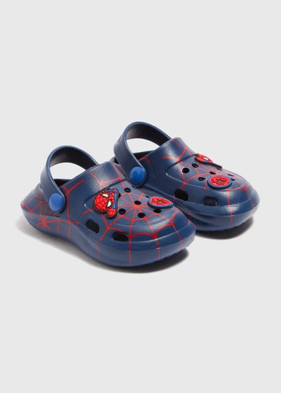 Marvel Kids Blue Spiderman Badge Clogs (Younger 4-12)