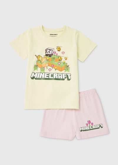 Minecraft Girls Pink Shortie Pyjama Set (5-12yrs)