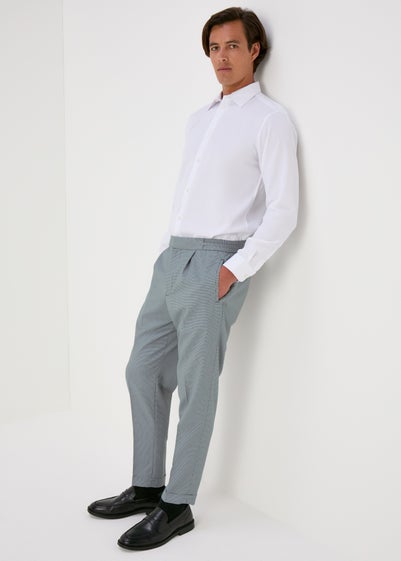 Taylor & Wright Grey Blue Pattern Pleated Trousers