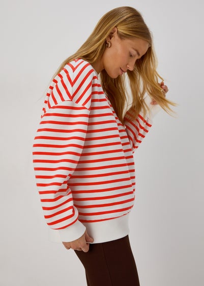 Red Stripe Basic Sweatshirt - Small