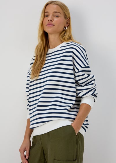Blue Stripe Basic Sweatshirt - Small
