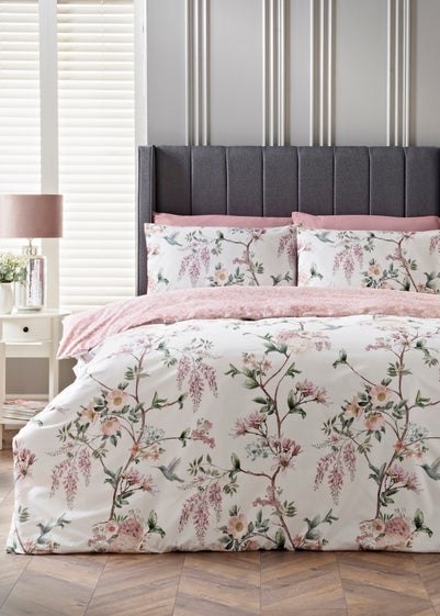 Pink Oriental Floral Duvet Set