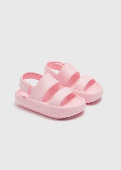 Girls Pink Strap Cloud Sliders (Younger 4-12)