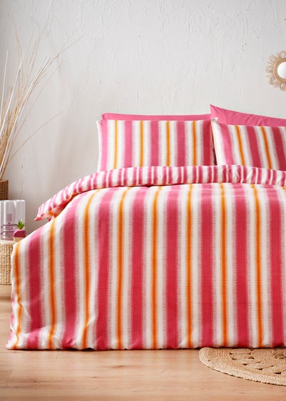 Pink Global Stripe Duvet Set