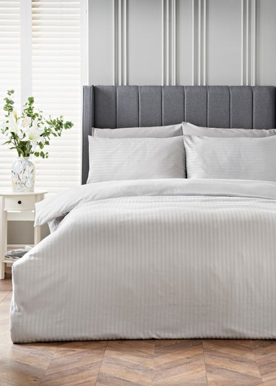 Grey Stripe Satin Duvet Set