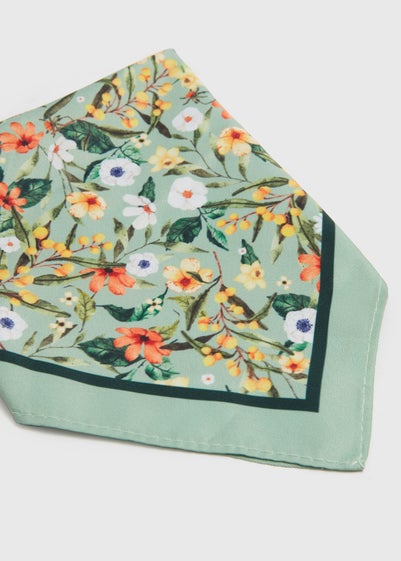 Green Floral Pocket Square