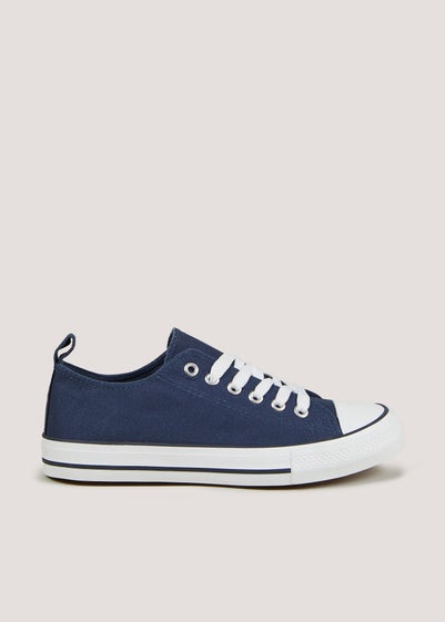 Navy Toe Cap Canvas Trainers - Size 4