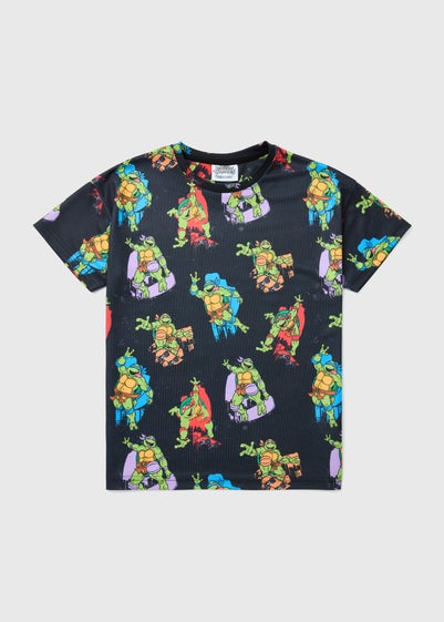 Boys Turtles Black Airtex T-Shirt (5-12yrs)