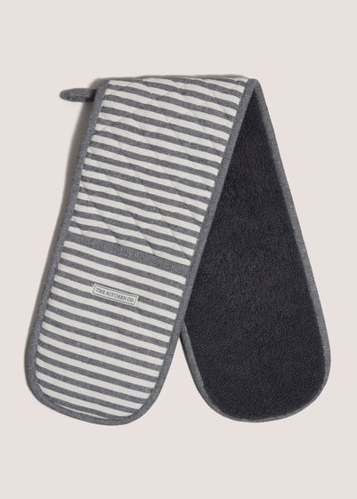 Kitchen Co Grey Stripy Oven Gloves