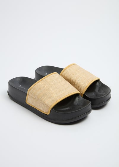 Natural Raffia Flatform Slider