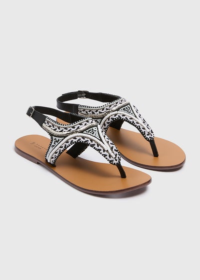 Black Leather Open Toe Sandals