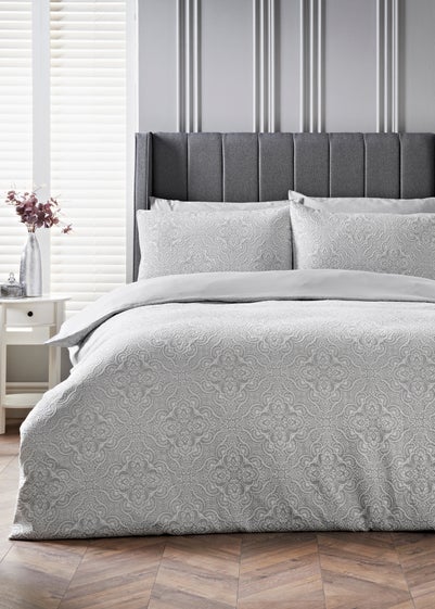 Grey Matelassé Duvet Set