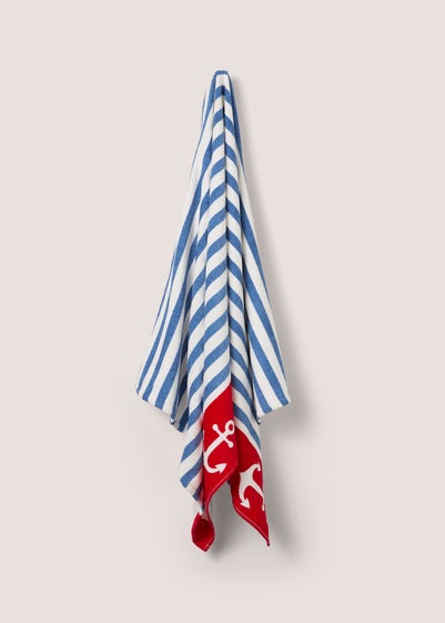 Blue Nautical Stripe Beach Towel (140cm x 70cm)