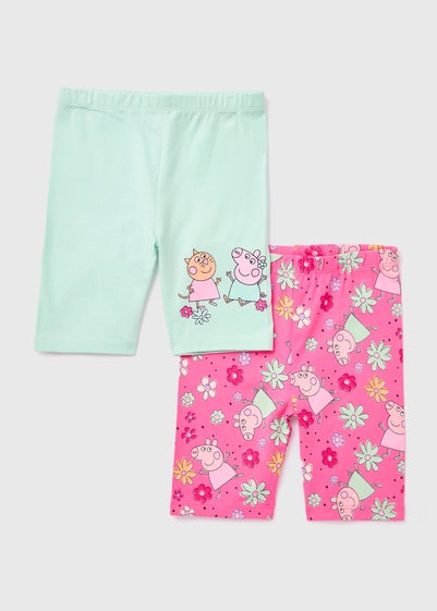 Peppa Pig Girls 2 Pack Green & Pink Shorts (9mths-5yrs) - Age 9 - 12 Months