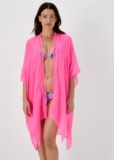 Pink Solid Kimono - One Size
