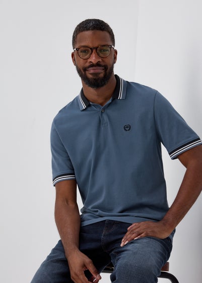 Blue Tipped Polo Shirt - Small