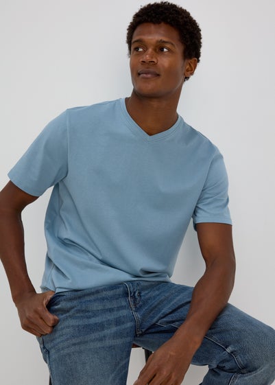 Blue V Neck Essential T-Shirt