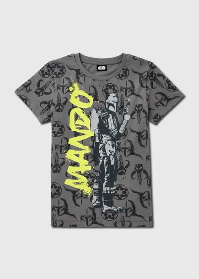 Boys Grey Mandalorian T-Shirt (4-13yrs)