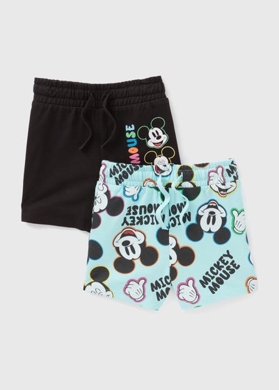 Disney Boys 2 Pack Black & Blue Mickey Sweatshorts (9mths-6yrs)