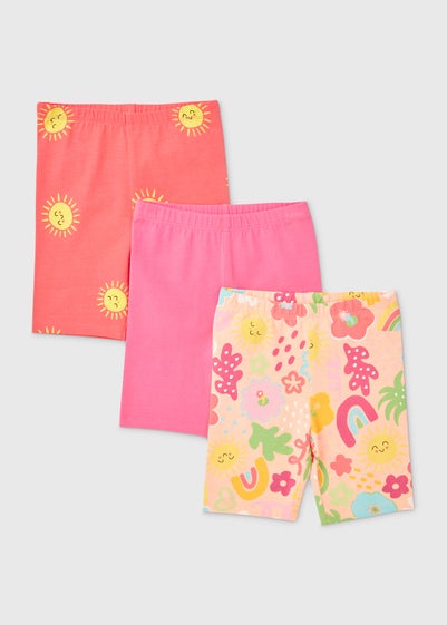 Girls 3 Pack Multicolour Cycling Shorts (1-7yrs) - Age 4 - 5 Years