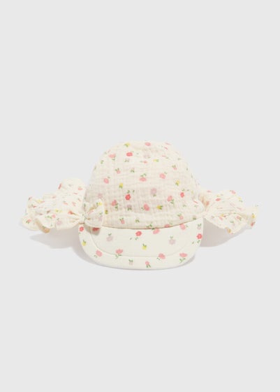 Baby Cream Floral Keppi Hat (Newborn-24mths)