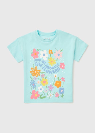 Girls Blue Flower T-Shirt (1-7yrs) - 1 to 1 half years