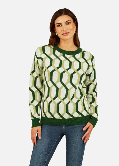 Mela Retro Pattern Jumper In Green