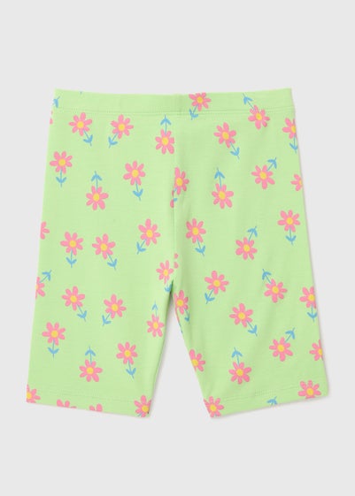 Girls Green Floral Print Cycling Shorts (1-7yrs)